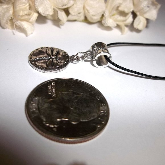 Silver Dragonfly Necklace Pendant Charm Tie Cord Jewelry Gift Idea for Her C774 - Picture 4 of 9